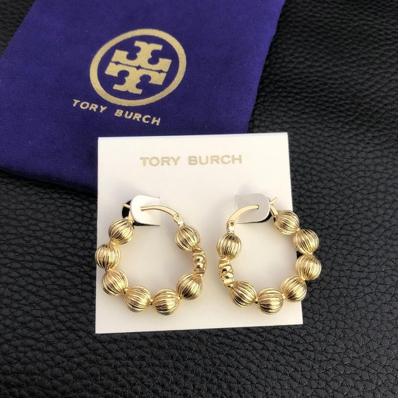 Tory Burch Jewelry - Tory Burch Roxanne Fluted Bead Hoop Earring_ Women_s Designer